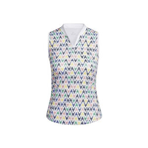 Adidas HEAT.RDY Geo Print Girls Sleeveless Polo Shirt, White/Coral
